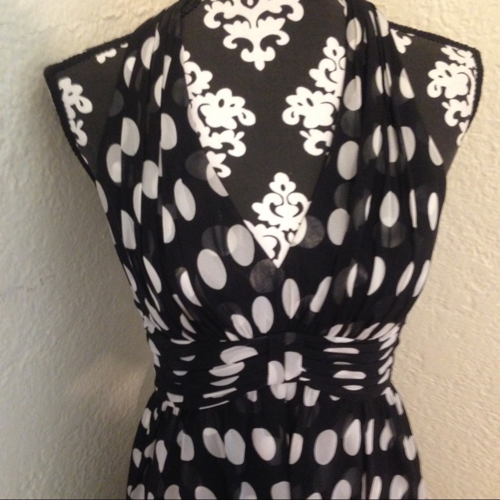 White House Black Market polka dot chiffon dress - Picture 2 of 6